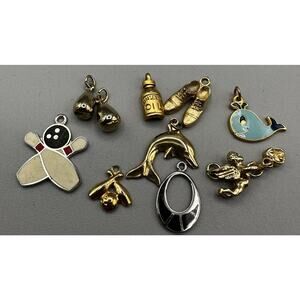 Bracelet Charms Pendants Bowling Pin Ball Shoes Whale Dolphin Cherub Black Oval